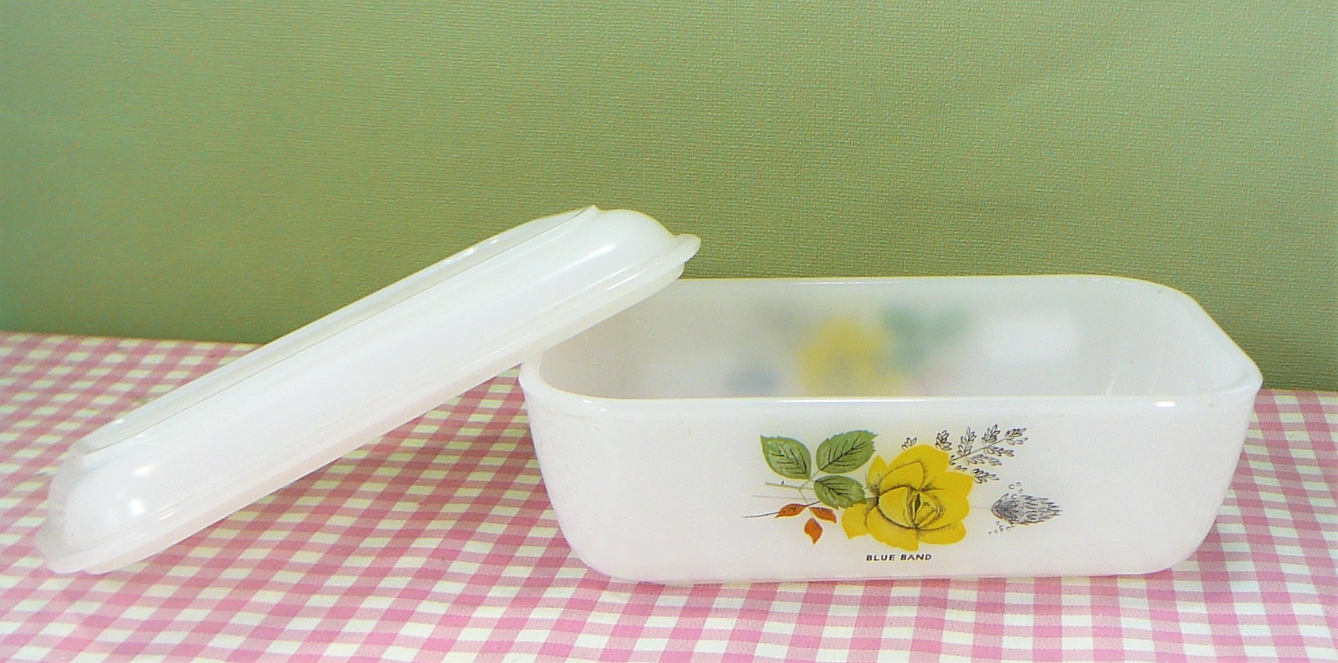 Vintage Arcopal France servies - Blue Band botervloot