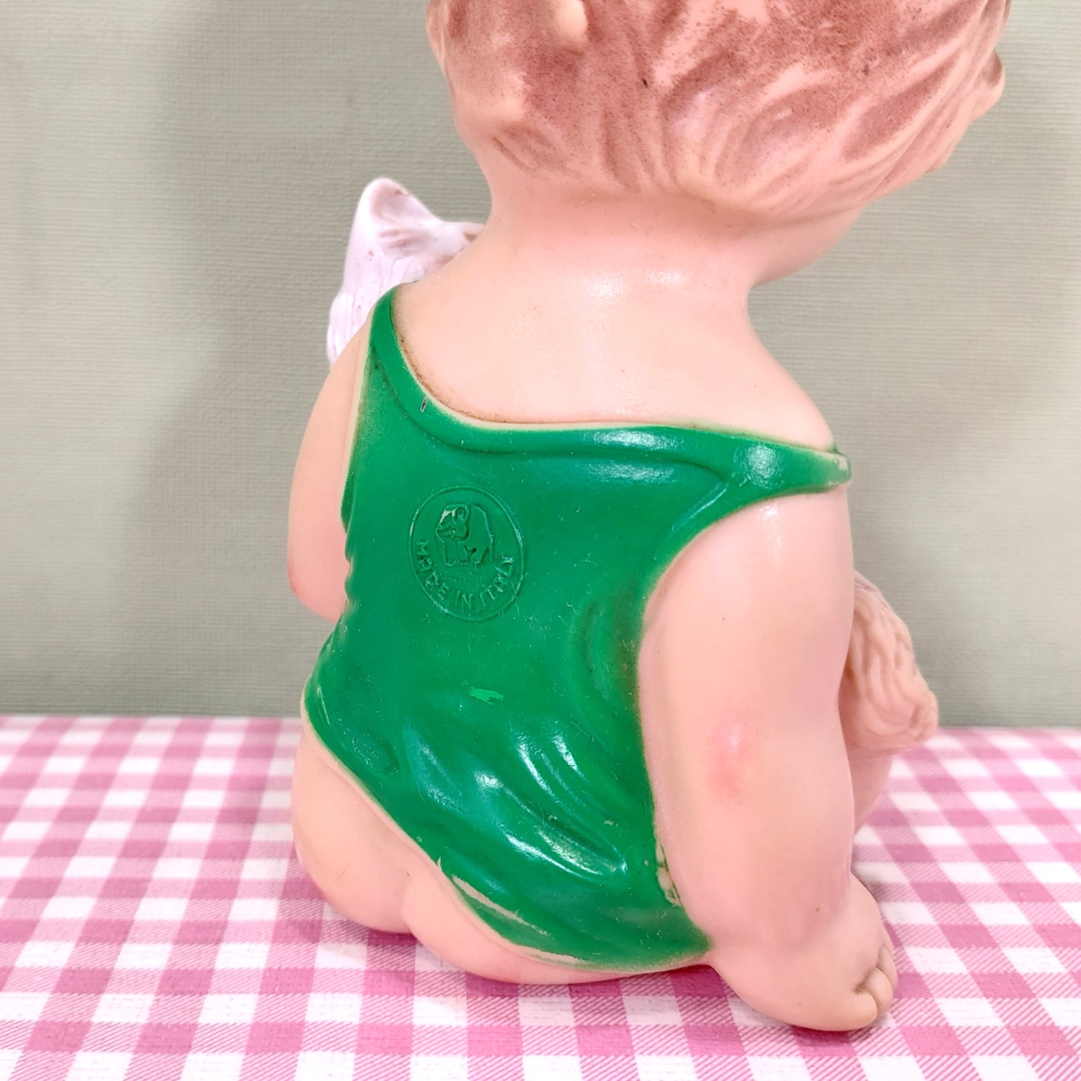 Vintage piepfiguur/squeaky toy Ledra Italy - Meisje met kat - jaren 60