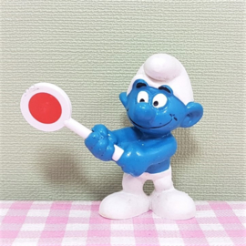 Vintage Smurf met stopbord  -  Schleich Peyo W. Germany