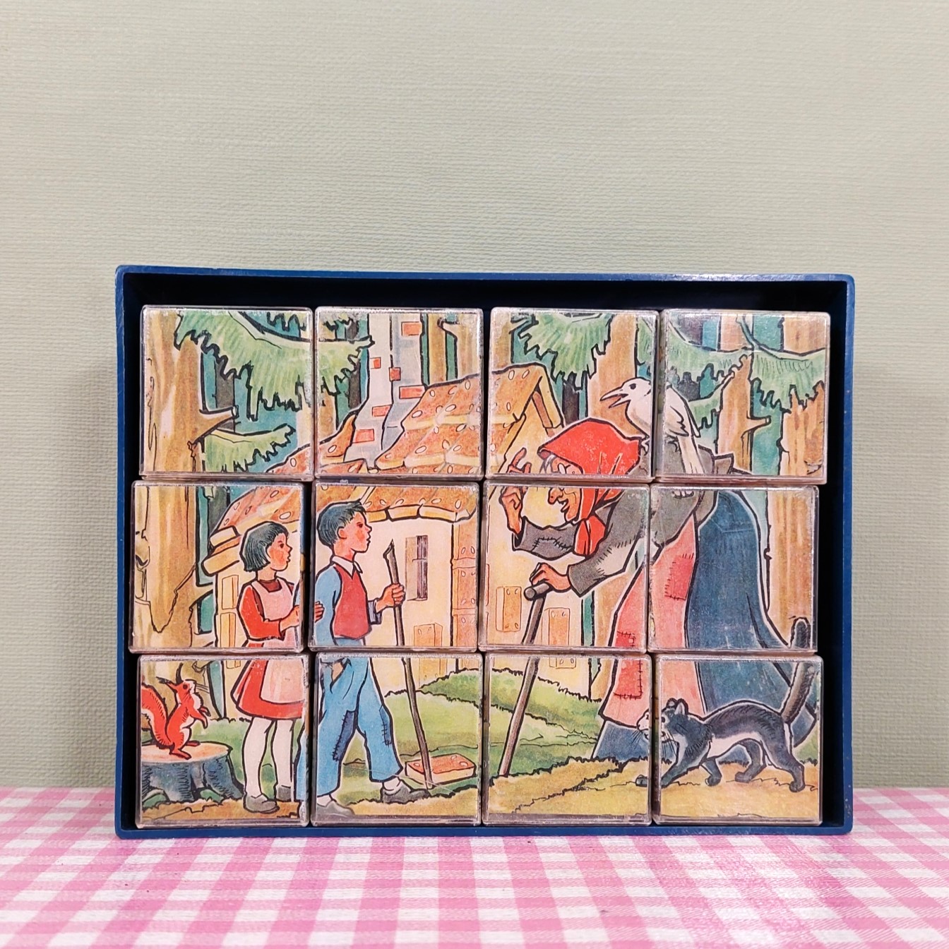 Vintage sprookjes puzzel blokkenpuzzel plastic jaren 60/70
