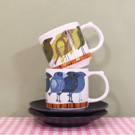David Weidman retro family of birds 2017 Magpieline - kop en schotel set 2