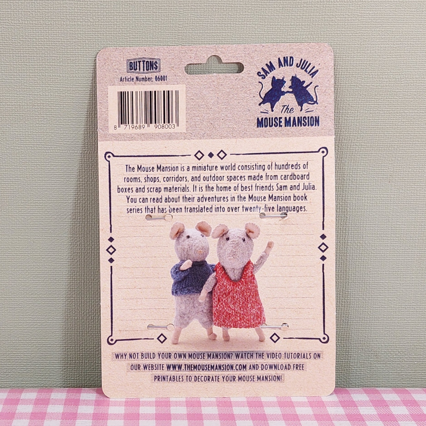 Het Muizenhuis boek Sam & Julia knuffels - set buttons 4 stuks