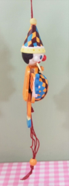 Houten trekpopje clown - 11 cm