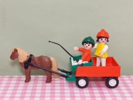 Vintage Playmobil 3583 kinderen met ponywagen - Playmobil boerderij