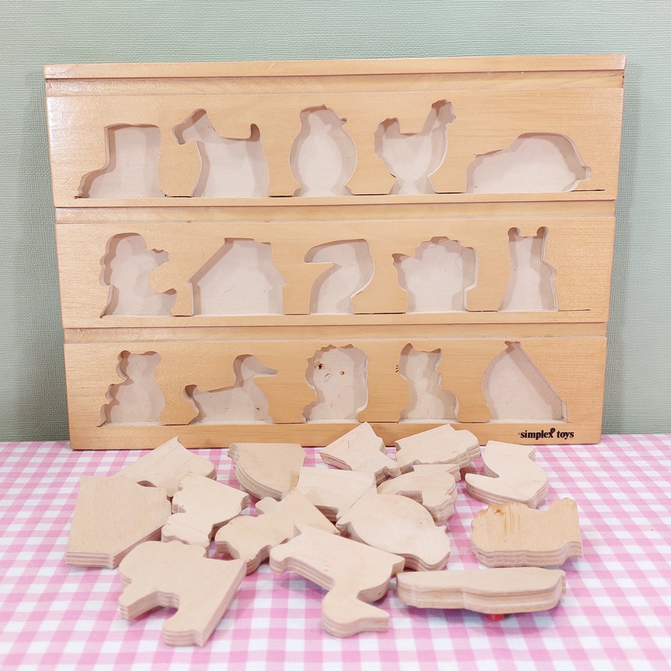 Vintage Simplex houten puzzel - Jaren 70