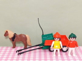 Vintage Playmobil 3583 kinderen met ponywagen - Playmobil boerderij