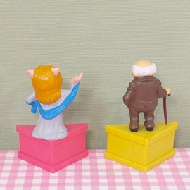 Vintage Schleich Muppet figuren op sokkel 1980 - Miss Piggy & Stadler