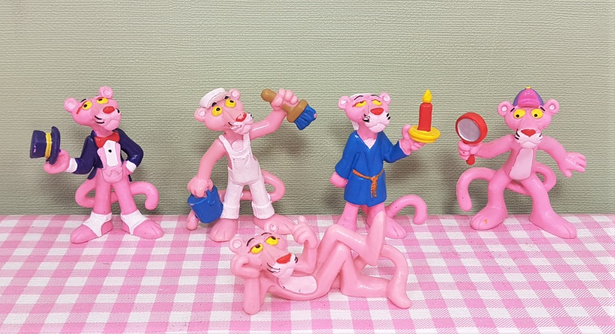 Vintage Bully Pink Panther figuren - set 5 stuks - 1983 - Jaren 80