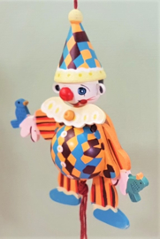 Houten trekpopje clown - 11 cm