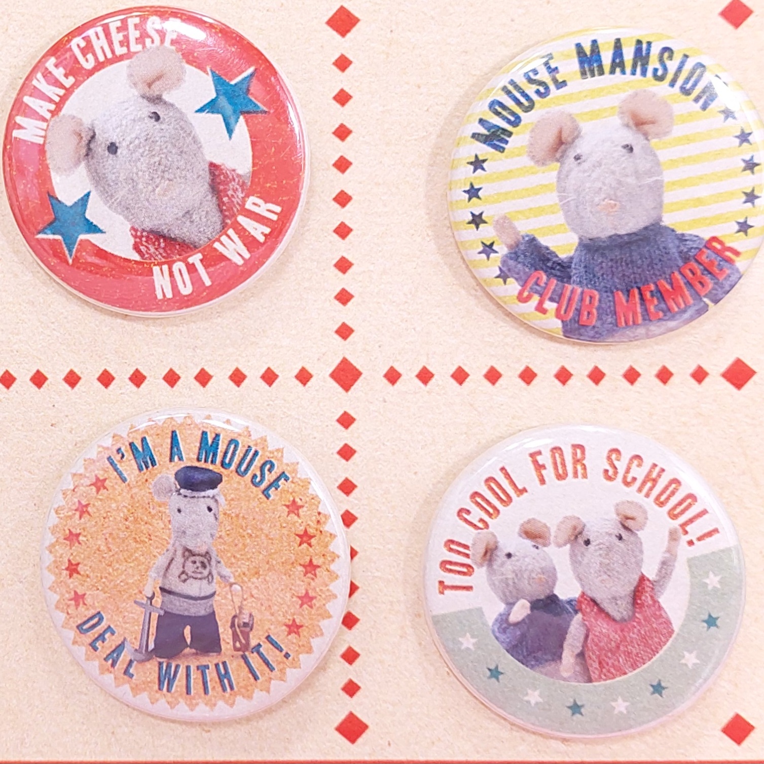 Het Muizenhuis boek Sam & Julia knuffels - set buttons 4 stuks