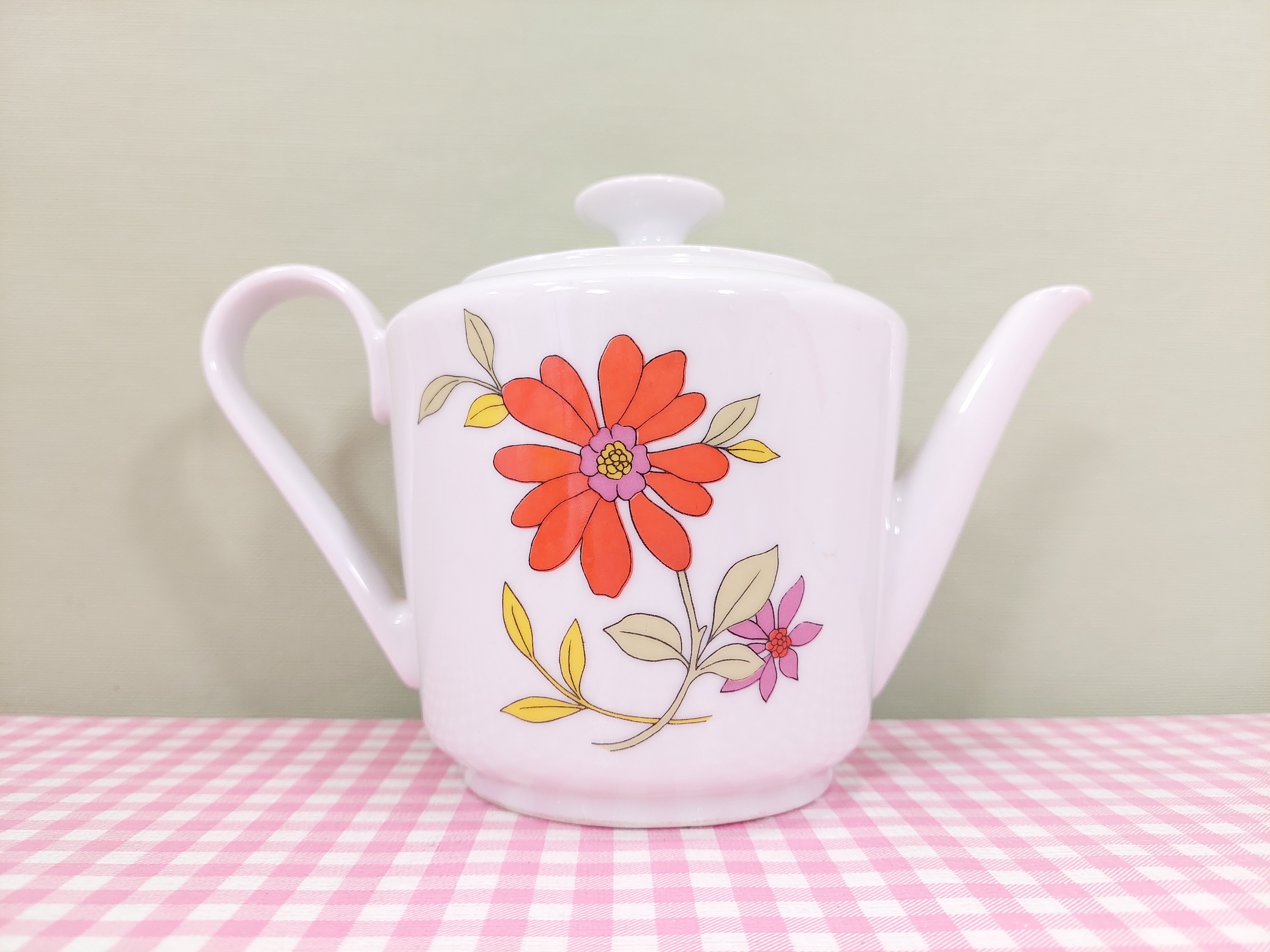 Vintage Kahla theepot gebloemd - Jaren 70 - Retro servies - 14 cm