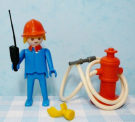 Vintage Playmobil 3367 brandweerman met accessoires - brandweer - 1974