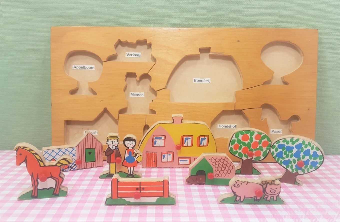 Vintage houten Simplex puzzel - Boerderij - jaren 70