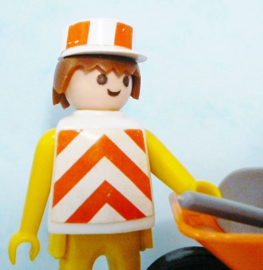 Vintage Playmobil 3313 wegwerker of bouwvakker met kruiwagen - 1974