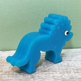 Vintage plastic dierenfiguurtje - blauwe leeuw
