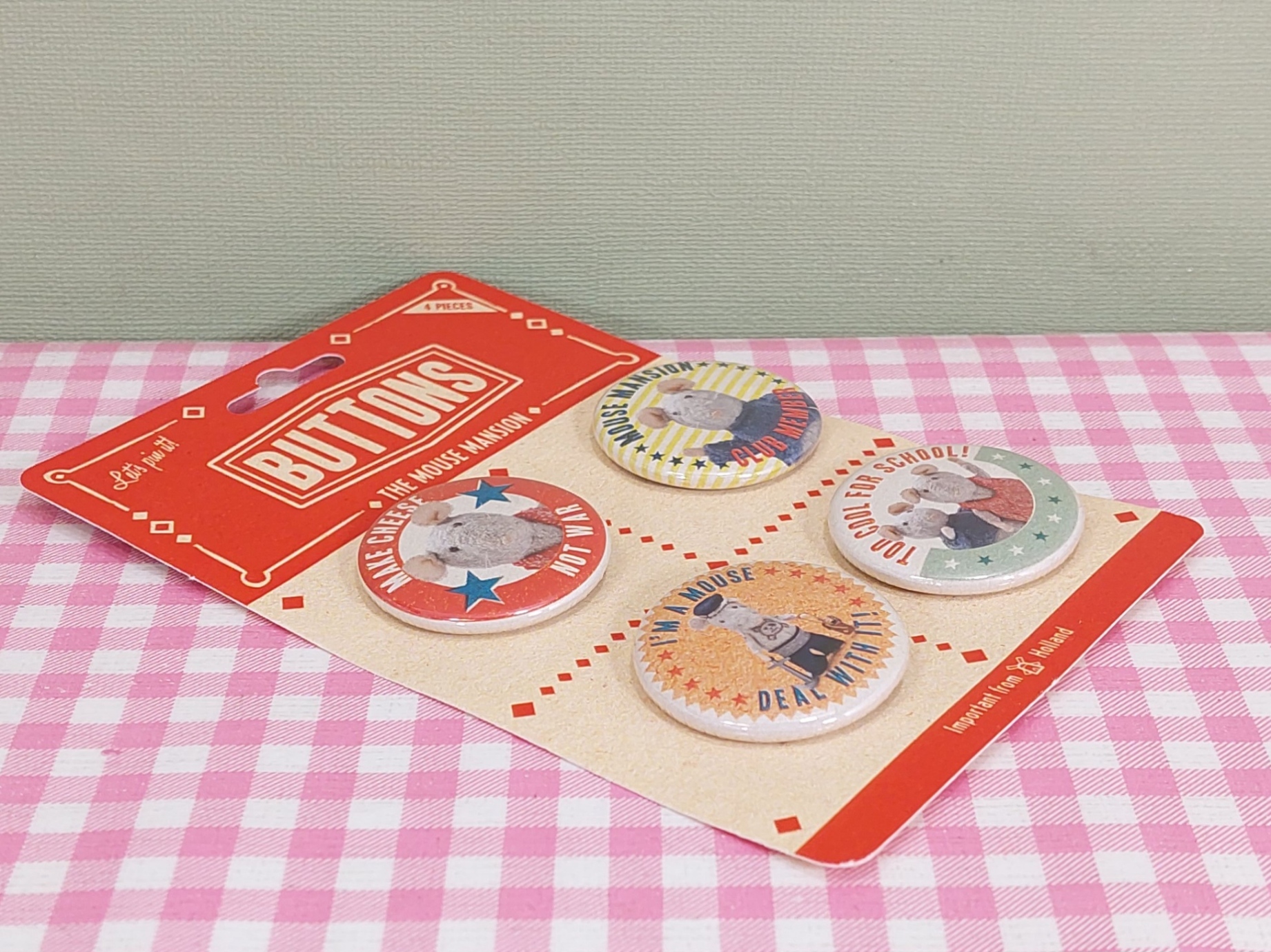 Het Muizenhuis boek Sam & Julia knuffels - set buttons 4 stuks
