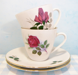 Vintage Bavaria servies -  kop en schotel met roosjes