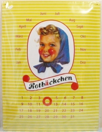 Rotbäckchen reclame kalender - blik