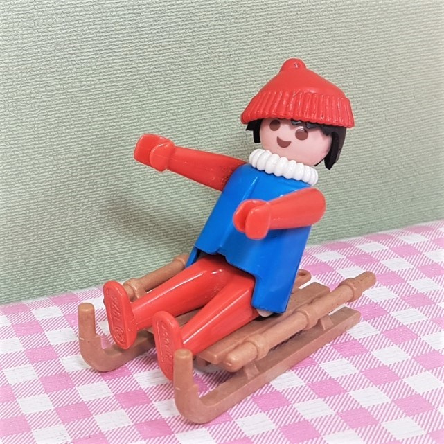 Vintage Playmobil 3250 wintersport - figuur op slee