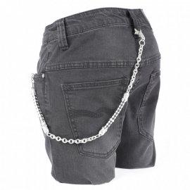 Wallet Chain zwart/ wit leder.