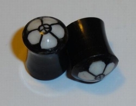 Stretcher Plug Hoorn Ingelegd met Bloem Motief 8 mm.