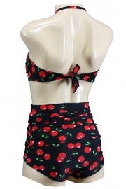 Aloha Beachwear, Bandeau Bikini Black Cherry Vintage High Waist.