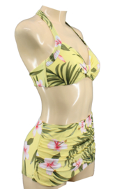 Aloha Beachwear, 50's Yellow Hawaiien Hibiscus.