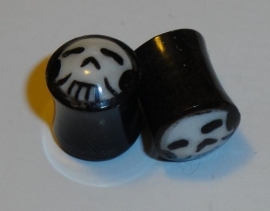 Stretcher Plug Horn Inlay Skull Small 8 mm.