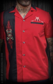Rumble 59, Lounge Shirt Pinstripe Paradise Red in Small.