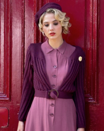 The House Of Foxy, Datemaker Cardigan in Eggplant.