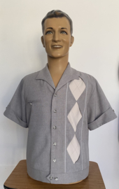 Motor Kulture, Embroidery Diamond Shirt in Light Grey.