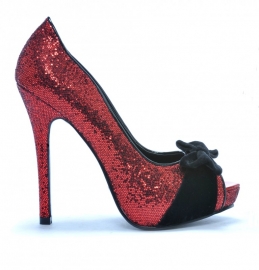 Bettie Page, Tempest Red Glitter Peeptoe.