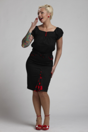 Living Dead Souls, Roses Pencil Skirt in Small.