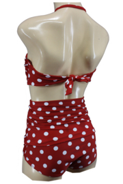 Aloha Beachwear, Bandeau Bikini Red Dots Vintage High Waist