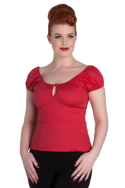 Hell Bunny, Melissa Top in Red in Xlarge.