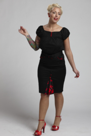 Living Dead Souls, Roses Pencil Skirt in Small.