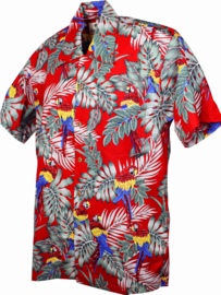 Karmakula, Parrots Red Cotton Hawaiien Shirt.