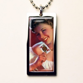 Pinup Girl Queen of Hearts Tablet Necklace.