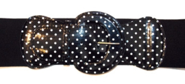 Elastic Belt in Black White Polkadots.