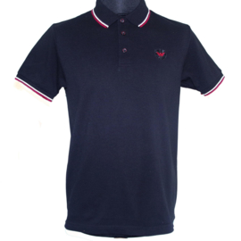 Warrior Clothing, Twin Tipped Polo, Black with White& Red Trim.