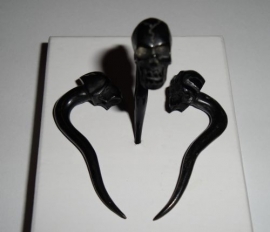 Stretcher Horn Black Skull 5 mm.