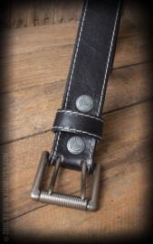 Rumble 59, Leather Belt with Double Buckle in Black