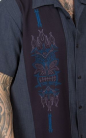 Steady Clothing, Pinstripe Tiki Panel Charcoal.