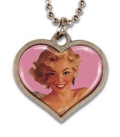 Blonde Pinup Lucky Charm Necklace.