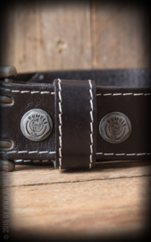 Rumble 59, Leather Belt with Double Buckle in Black