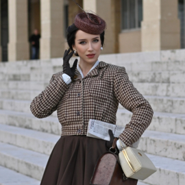 Utility Jacket in Brown Houndstooth