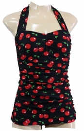 Aloha Beachwear, Vintage Pinup Badpak Black Cherry.