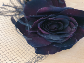 Burgundy Velvet Rose Fascinator.