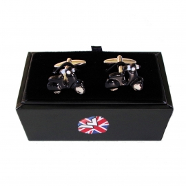 Warrior, Vespa Enamel Cuff Links Black.