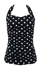 Aloha Beachwear, Vintage Pinup Badpak Black Polkadot.